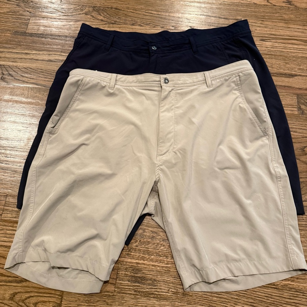 FootJoy Tan and Black Flat Front Shorts